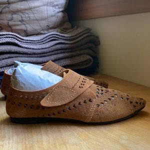 All Black Flats w/ Cut-Out Detail & Velcro Straps